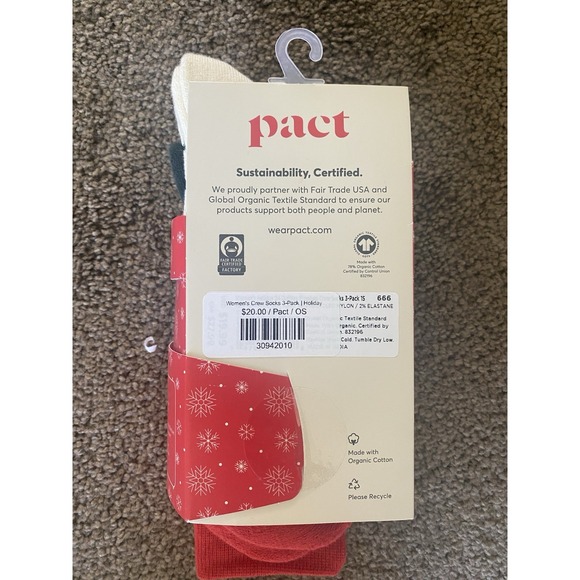 pact Women's Premium Holiday Crew Socks 3-Pack NWT - Picture 5 of 5